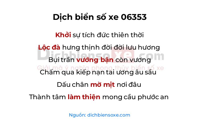 Dịch thơ biển số 06353
