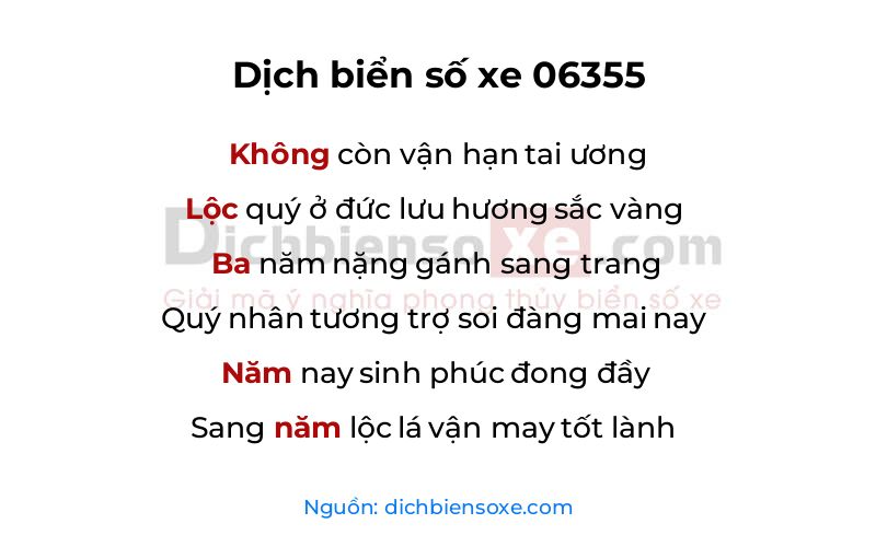 Dịch thơ biển số 06355
