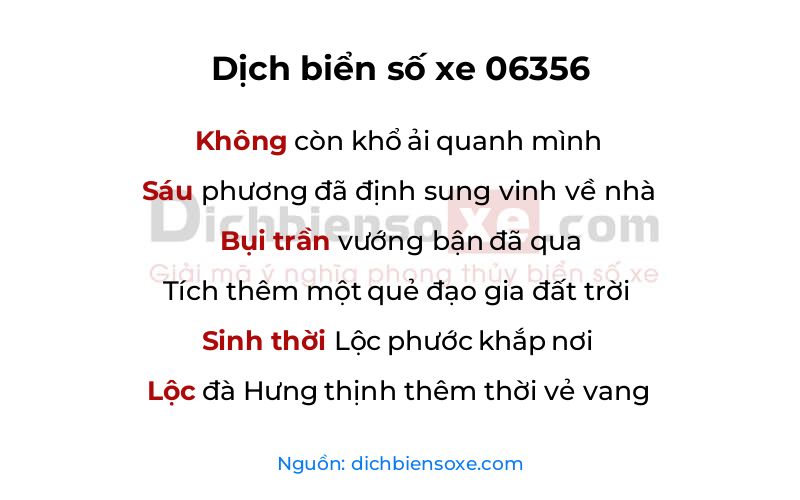 Dịch thơ biển số 06356