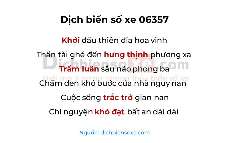 Dịch thơ biển số 06357