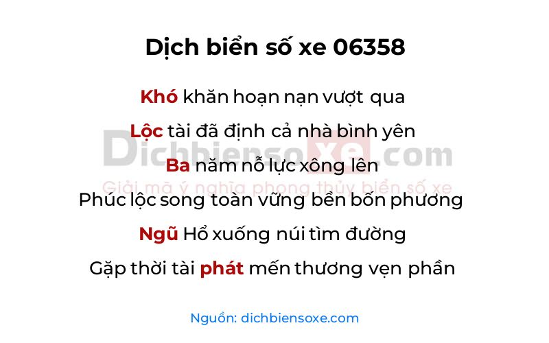 Dịch thơ biển số 06358