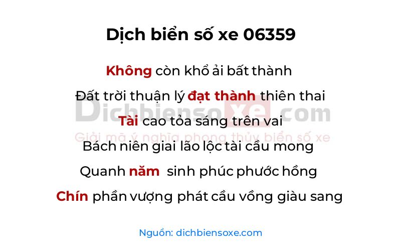 Dịch thơ biển số 06359