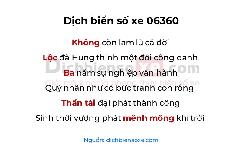 Dịch thơ biển số 06360