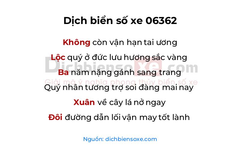 Dịch thơ biển số 06362