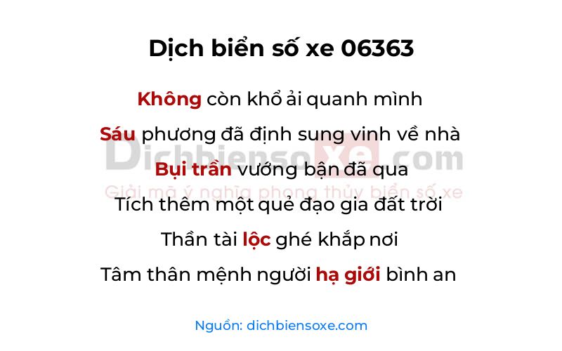 Dịch thơ biển số 06363