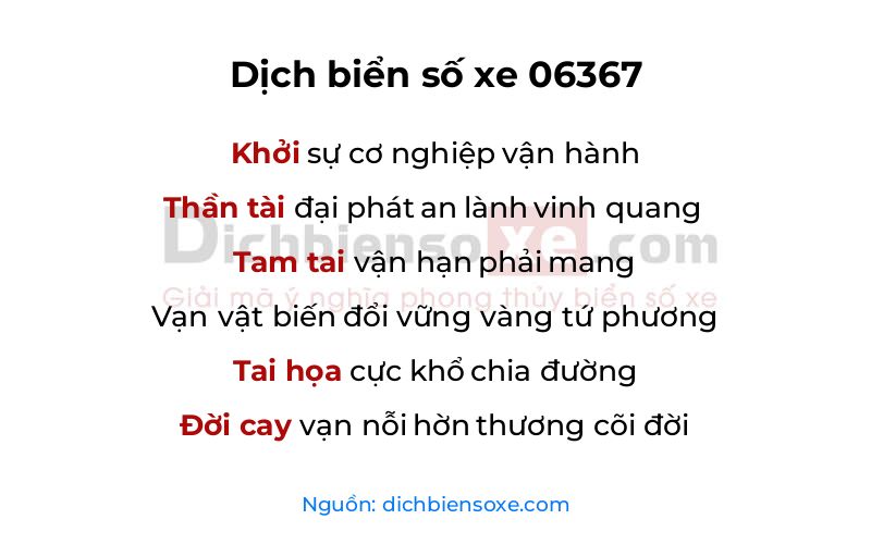 Dịch thơ biển số 06367