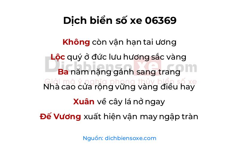 Dịch thơ biển số 06369