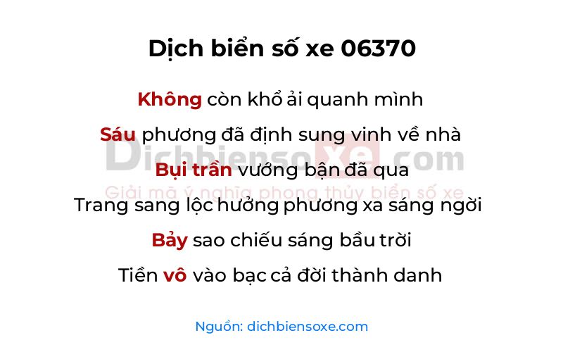 Dịch thơ biển số 06370