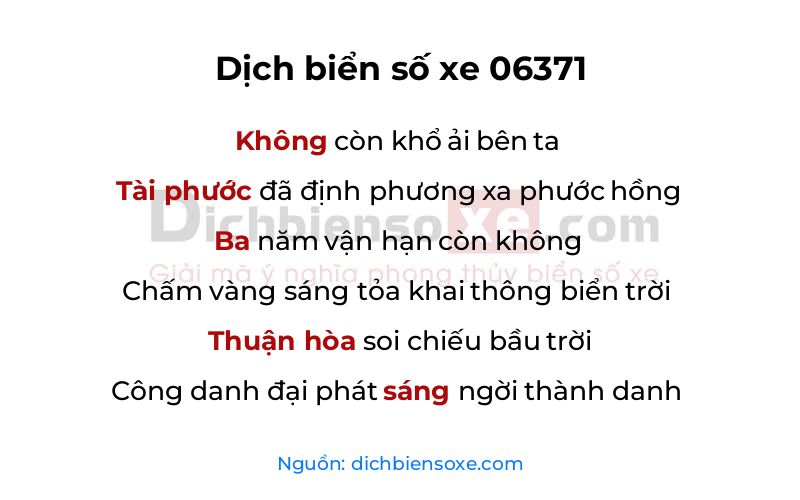 Dịch thơ biển số 06371
