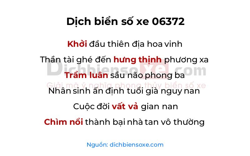 Dịch thơ biển số 06372