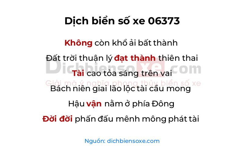 Dịch thơ biển số 06373