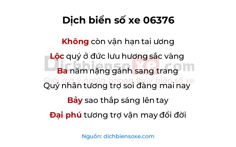 Dịch thơ biển số 06376