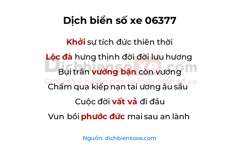 Dịch thơ biển số 06377