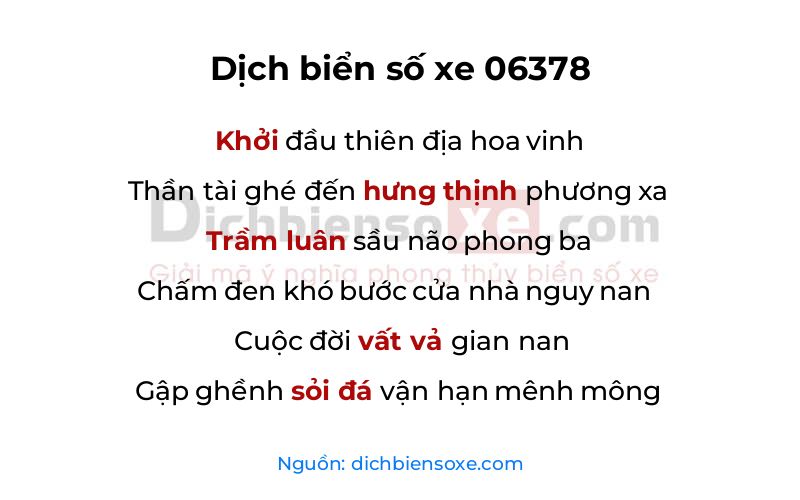 Dịch thơ biển số 06378