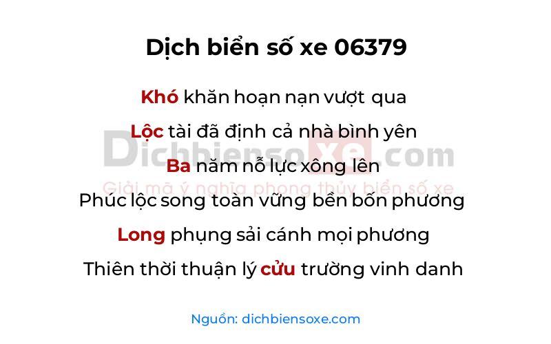 Dịch thơ biển số 06379