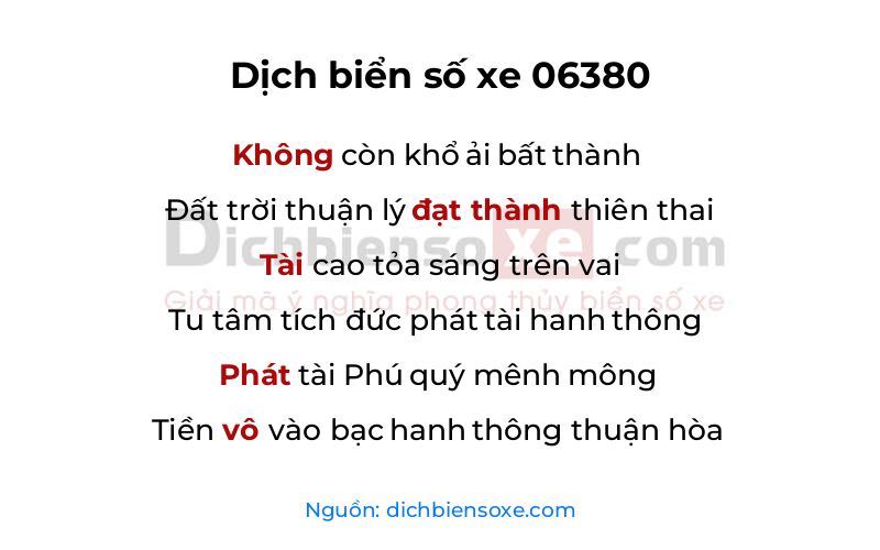 Dịch thơ biển số 06380