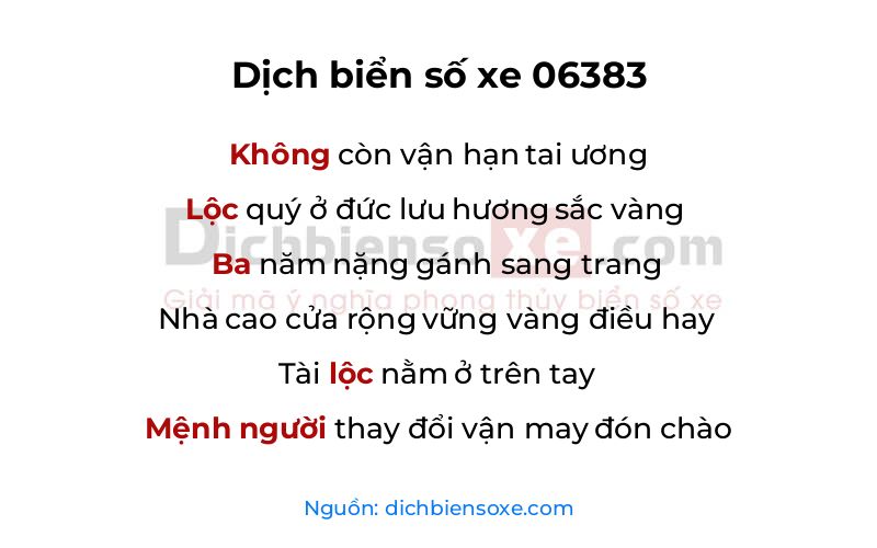 Dịch thơ biển số 06383