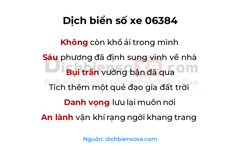Dịch thơ biển số 06384