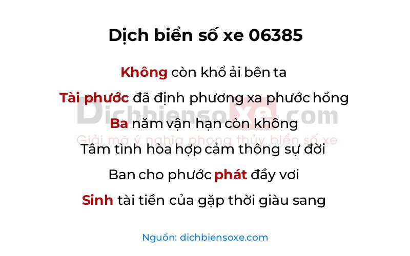 Dịch thơ biển số 06385