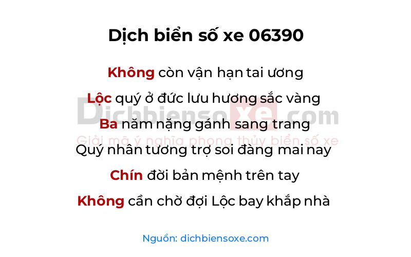 Dịch thơ biển số 06390