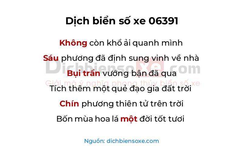 Dịch thơ biển số 06391