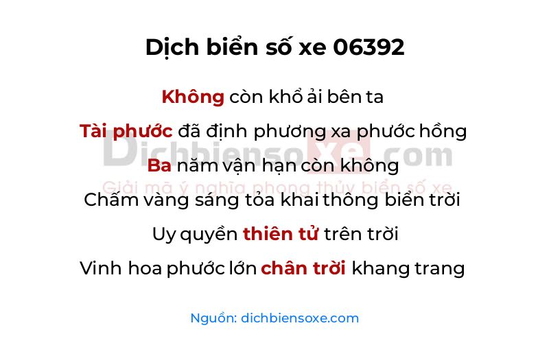 Dịch thơ biển số 06392