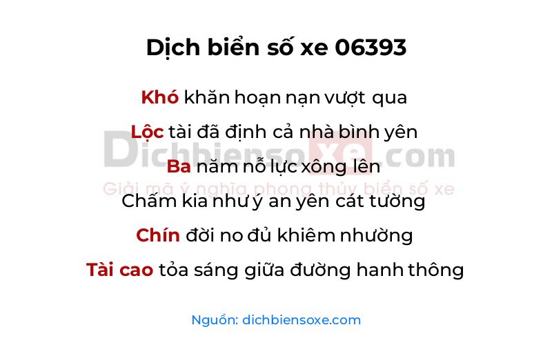 Dịch thơ biển số 06393