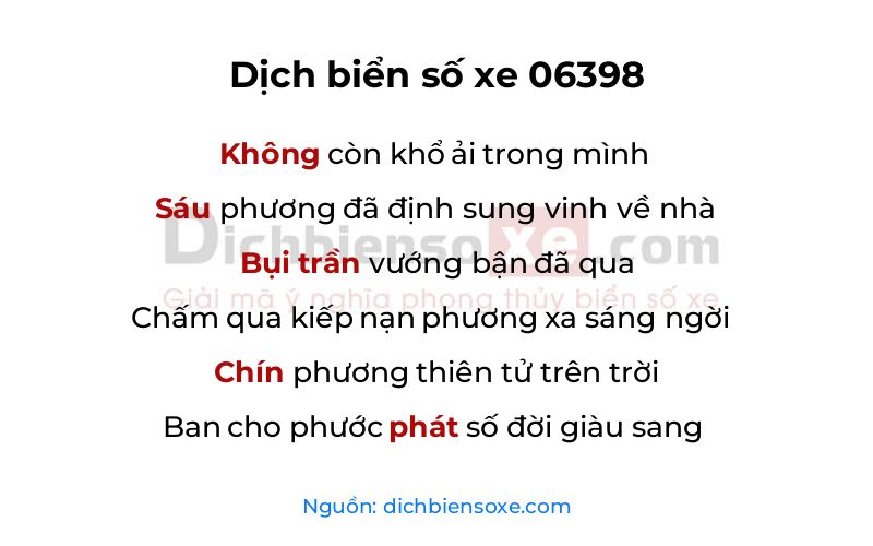 Dịch thơ biển số 06398
