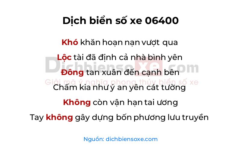 Dịch thơ biển số 06400