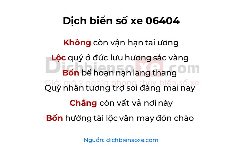 Dịch thơ biển số 06404