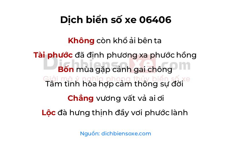 Dịch thơ biển số 06406