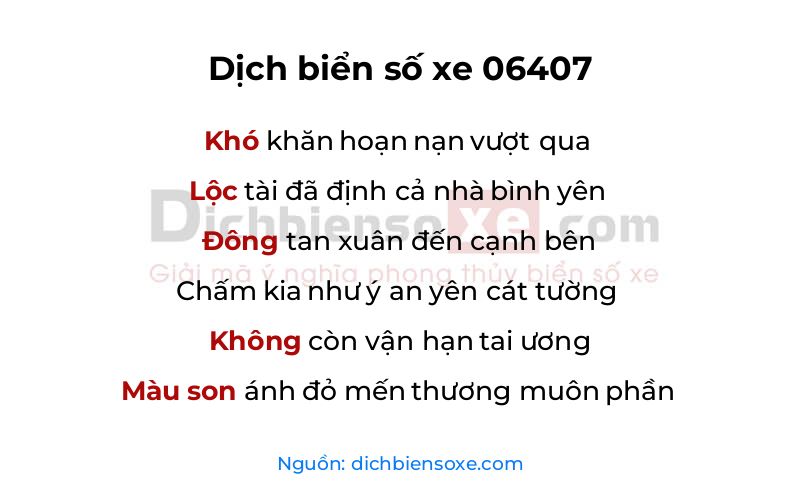 Dịch thơ biển số 06407