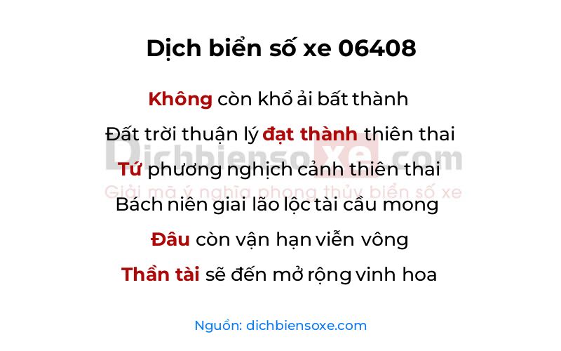 Dịch thơ biển số 06408