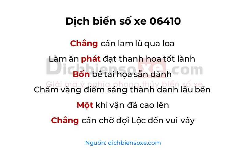 Dịch thơ biển số 06410