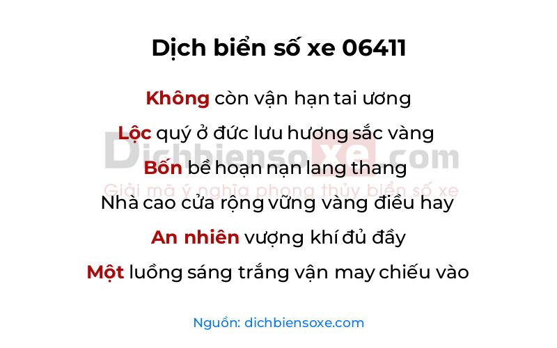 Dịch thơ biển số 06411