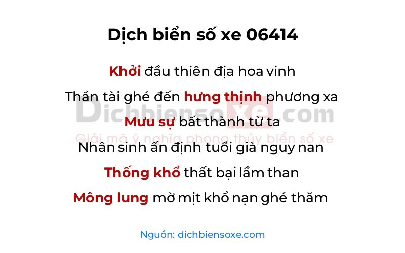Dịch thơ biển số 06414