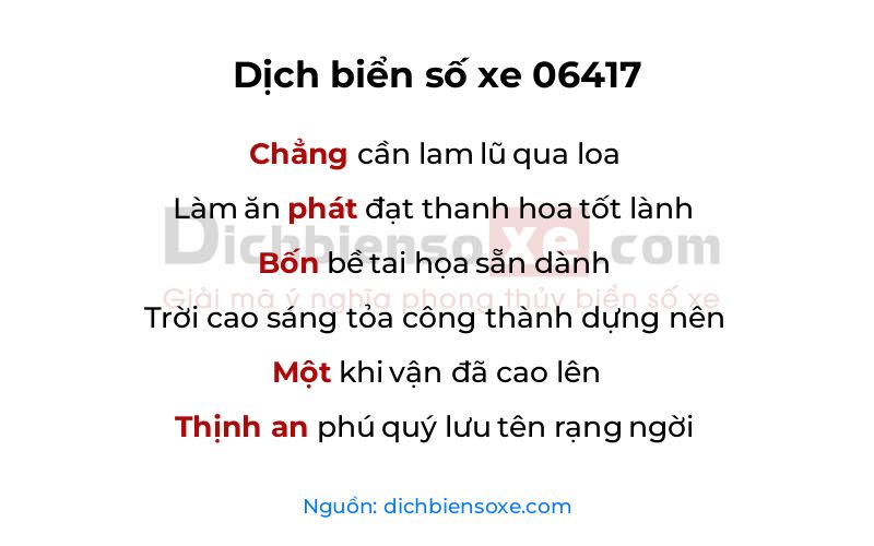 Dịch thơ biển số 06417