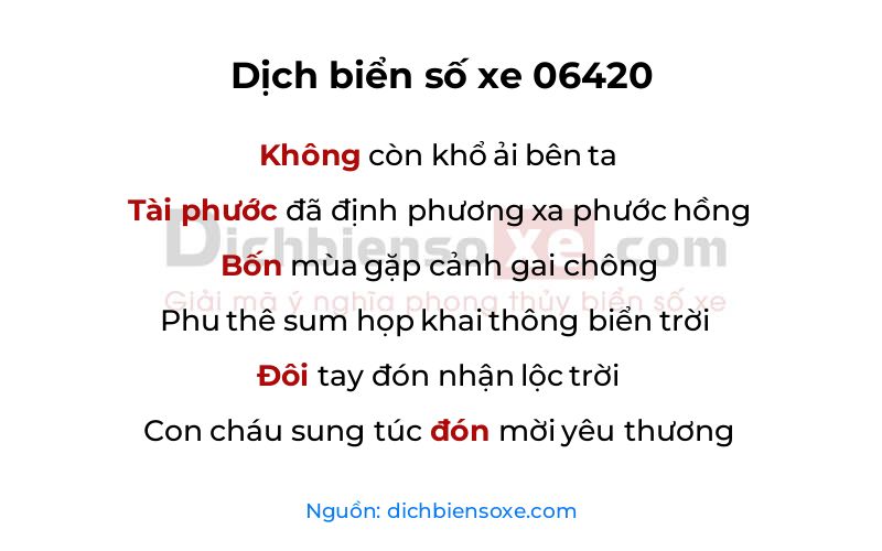 Dịch thơ biển số 06420