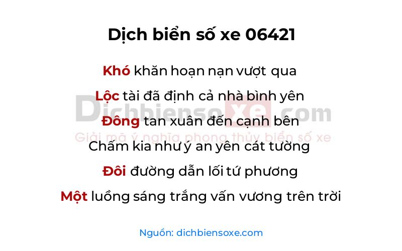 Dịch thơ biển số 06421