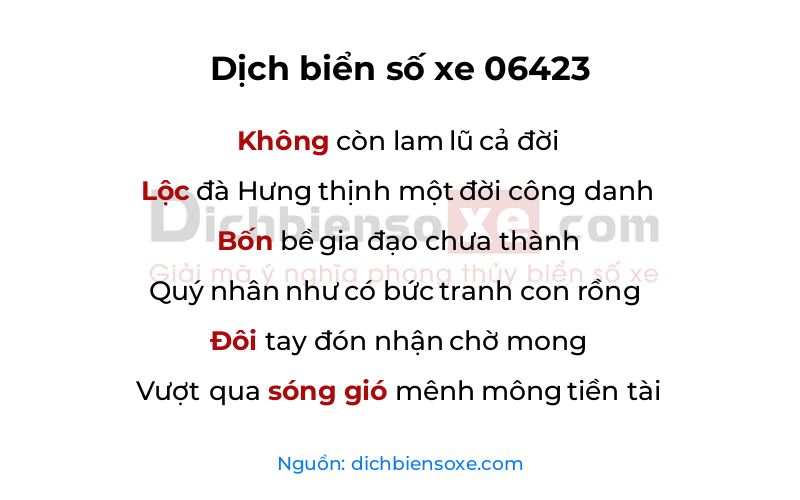 Dịch thơ biển số 06423
