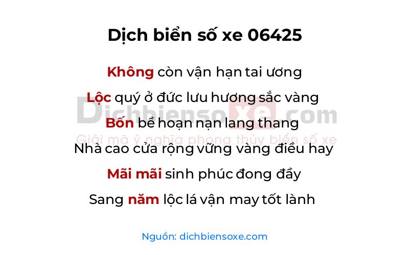 Dịch thơ biển số 06425