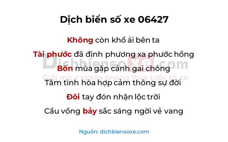 Dịch thơ biển số 06427
