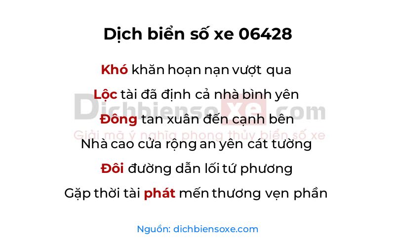 Dịch thơ biển số 06428