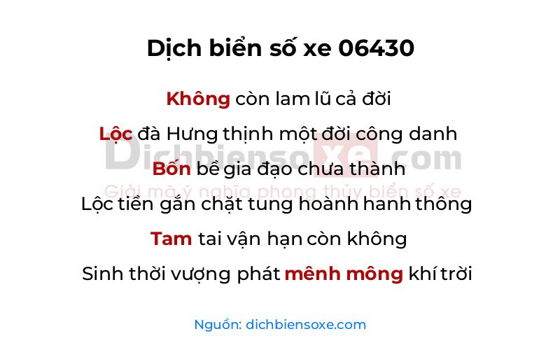 Dịch thơ biển số 06430