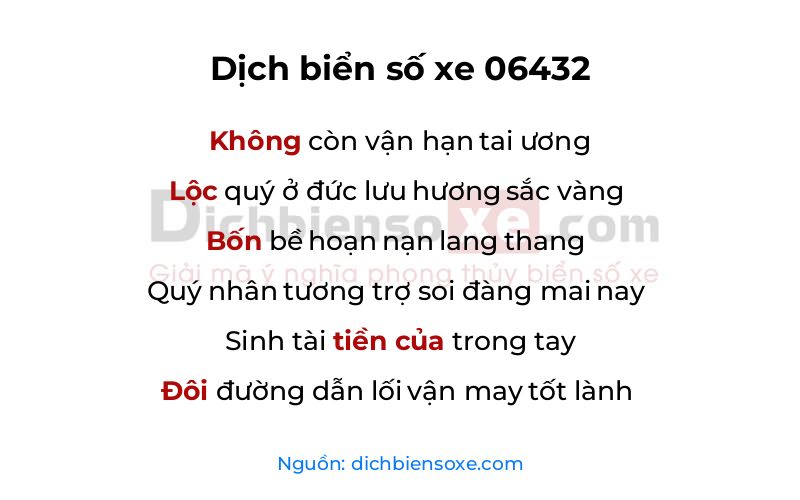 Dịch thơ biển số 06432