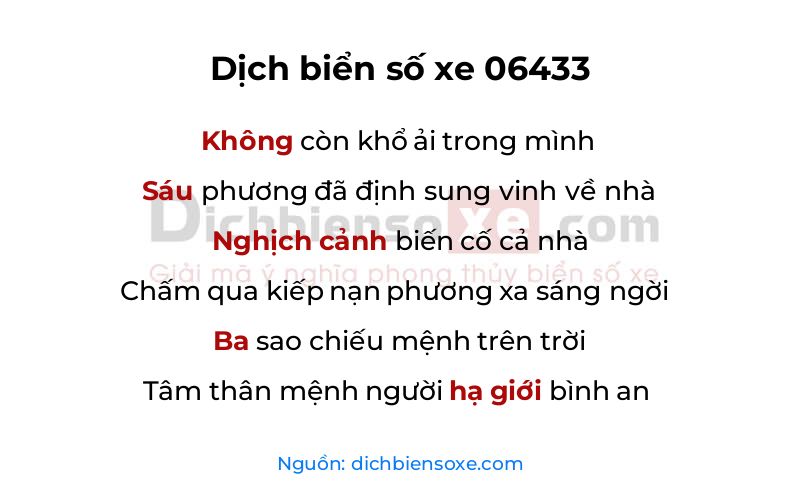 Dịch thơ biển số 06433