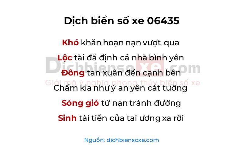 Dịch thơ biển số 06435