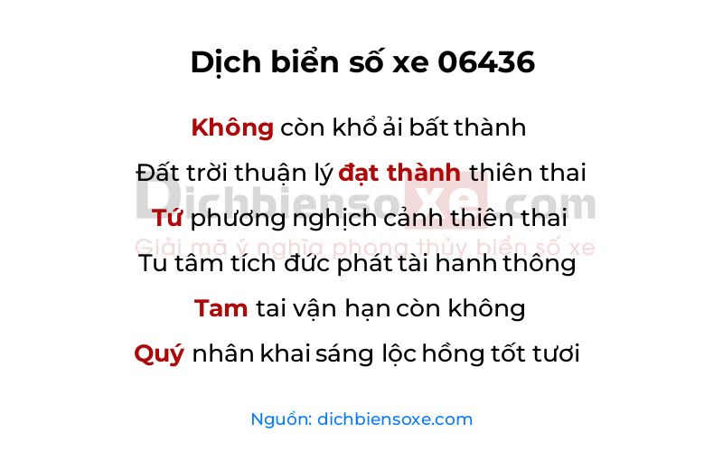 Dịch thơ biển số 06436