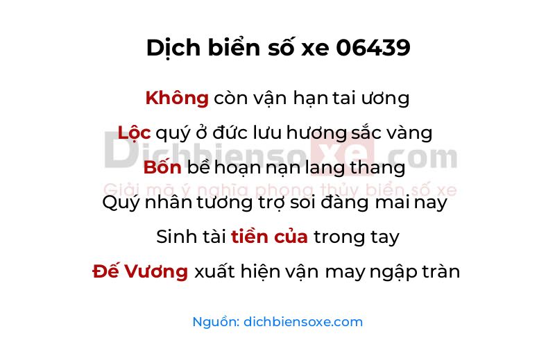 Dịch thơ biển số 06439