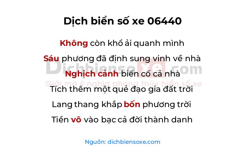 Dịch thơ biển số 06440